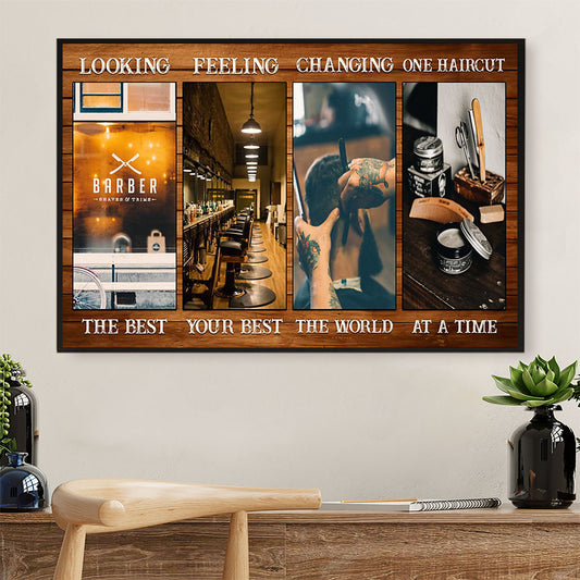 Hairdresser Poster Looking The Best, Feeling Your Best | Wall Art Gift for Hairstylists