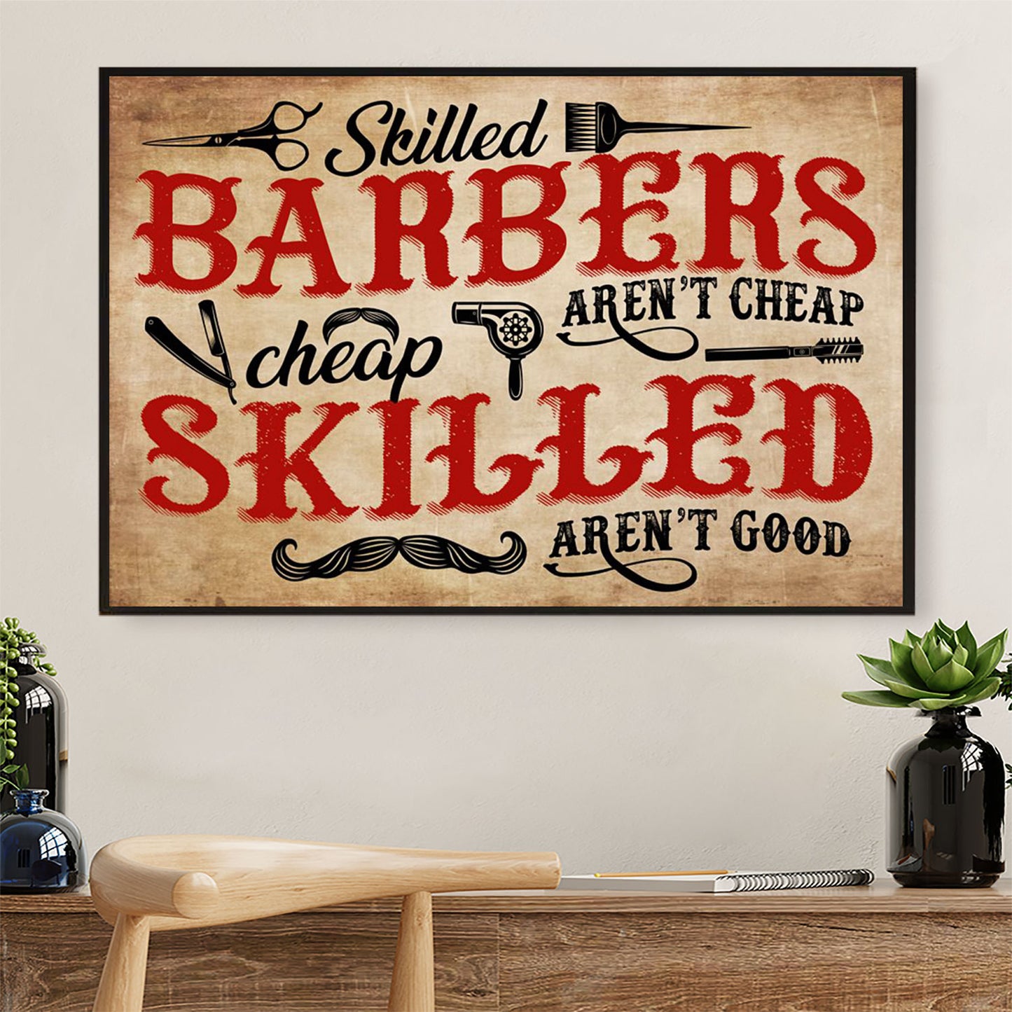 Skilled Barbers Aren't Cheap - Hairdresser Canvas Wall Art | Home Décor Gift for Hairstylists