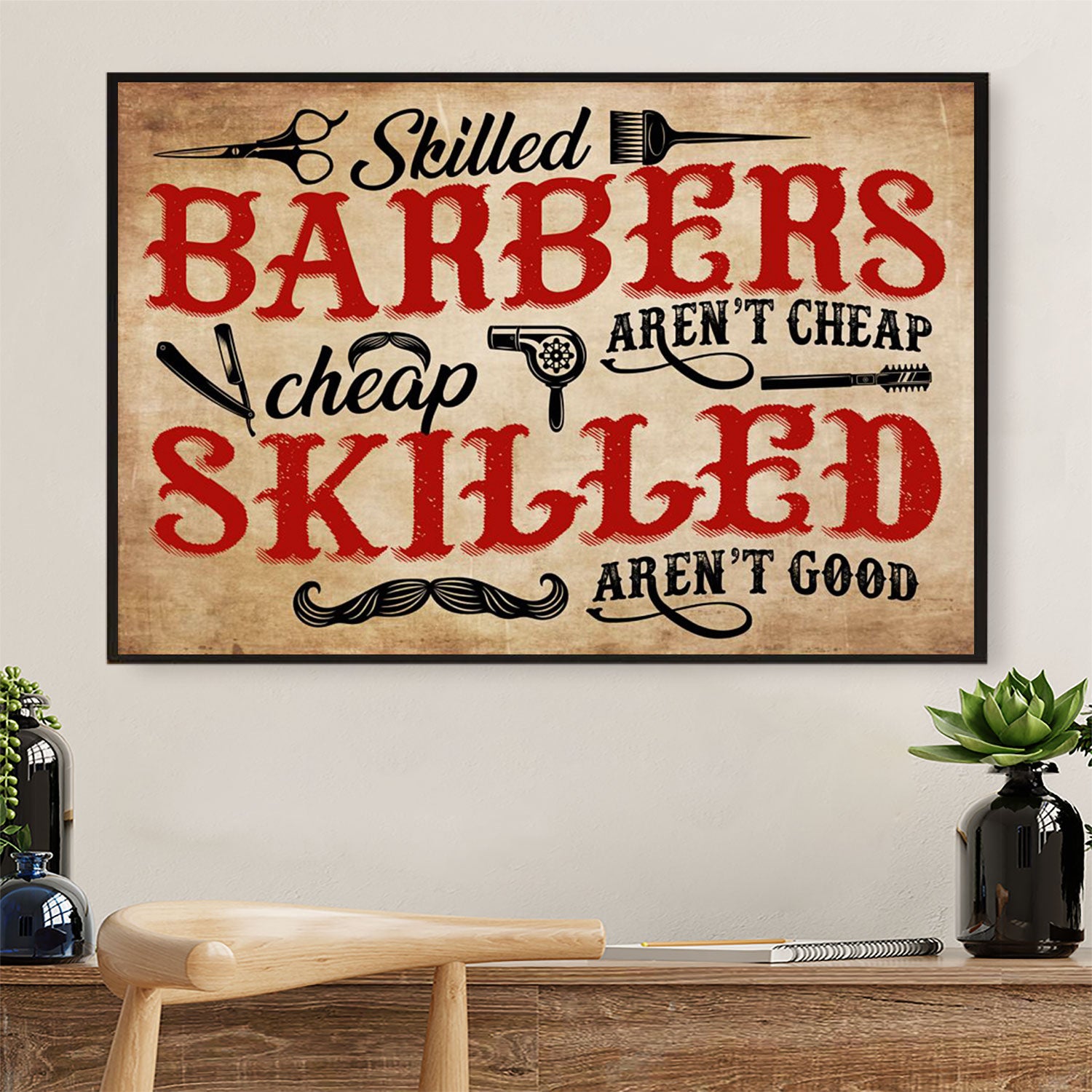 Skilled Barbers Aren't Cheap - Hairdresser Canvas Wall Art | Home Décor Gift for Hairstylists