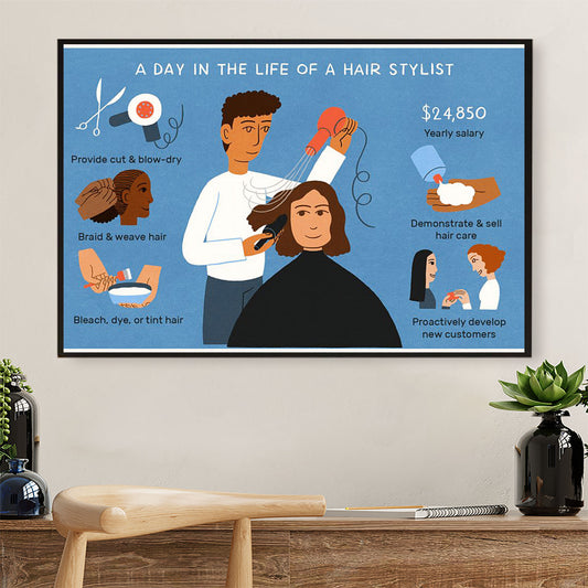 Hairdresser Poster A Day In The Life Of A Hair Stylist | Wall Art Gift for Hairstylists