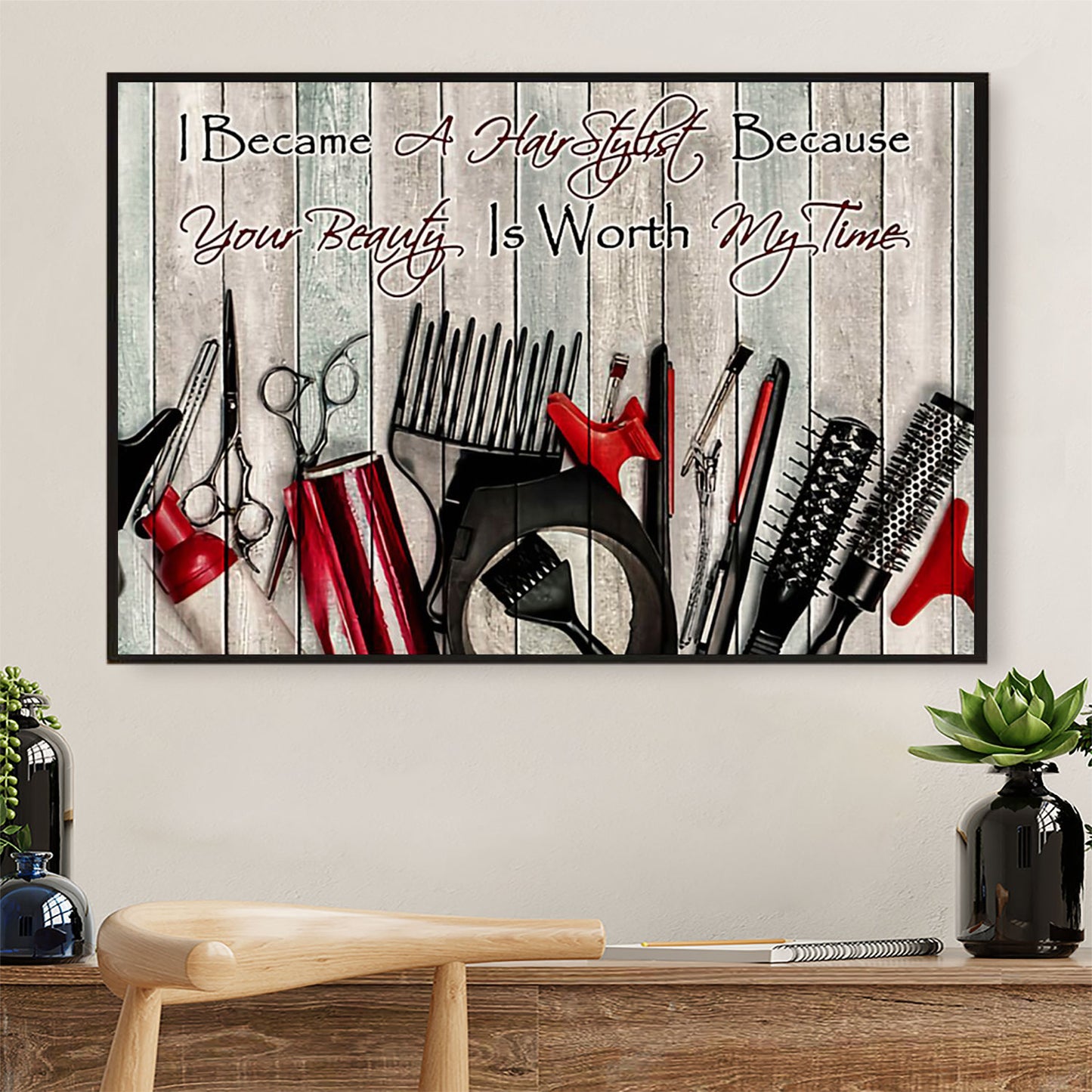 I Became A Hairstylist Because - Hairdresser Canvas Wall Art | Home Décor Gift for Hairstylists