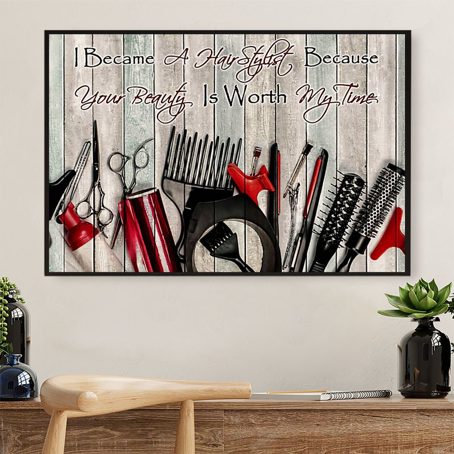 I Became A Hairstylist Because - Hairdresser Canvas Wall Art | Home Décor Gift for Hairstylists