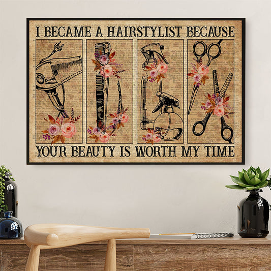Hairdresser Poster I Became A Hairstylist Because | Wall Art Gift for Hairstylists