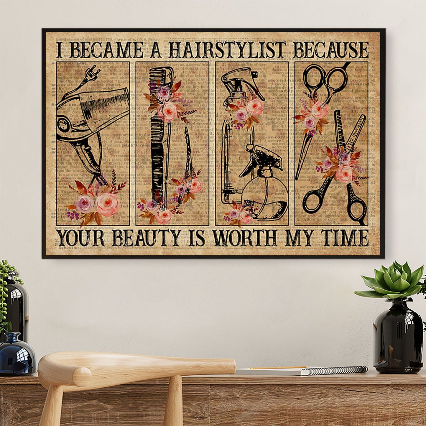 I Became A Hairstylist Because - Hairdresser Canvas Wall Art | Home Décor Gift for Hairstylists
