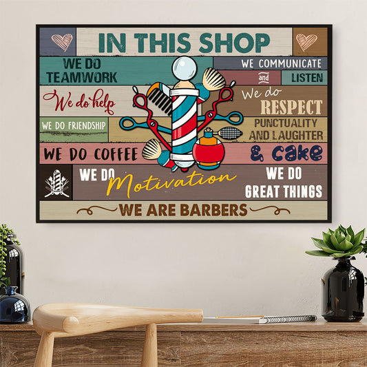 Hairdresser Poster In This Shop We Do Teamwork | Wall Art Gift for Hairstylists
