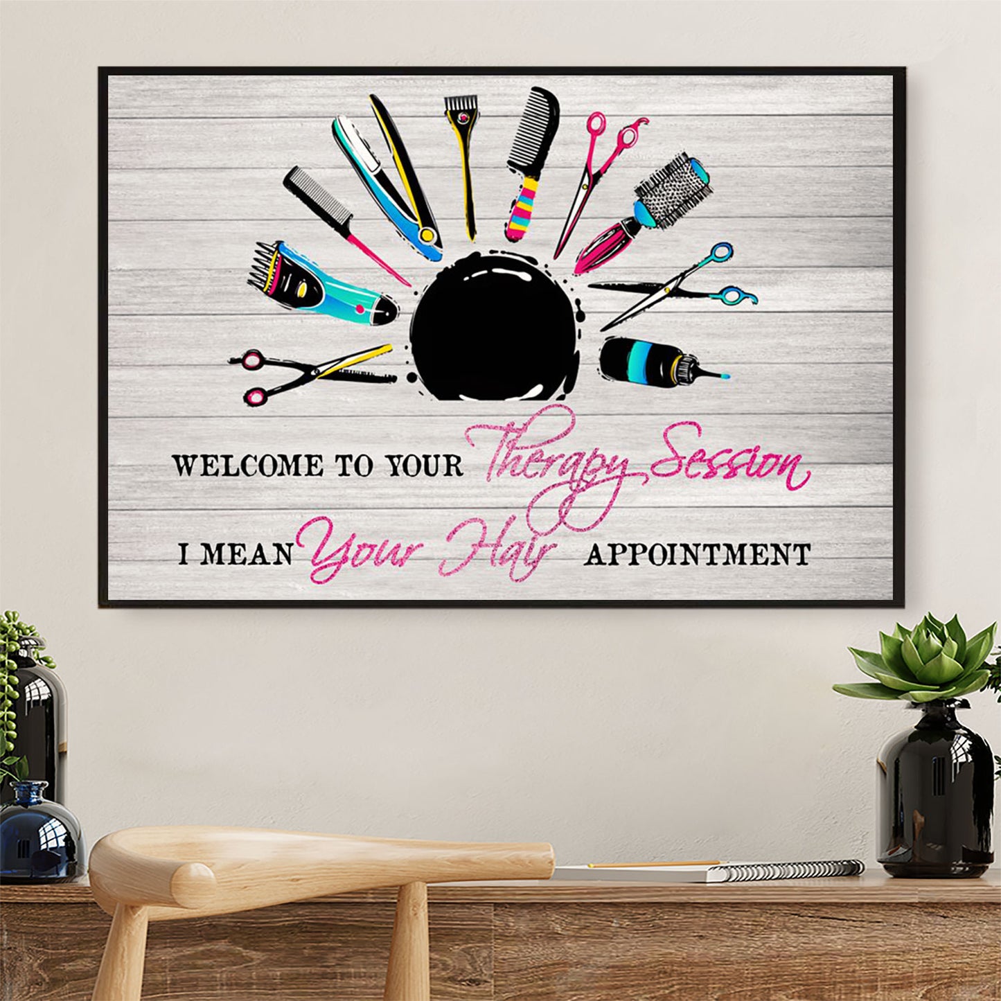 Welcome To Your Therapy Session - Hairdresser Canvas Wall Art | Home Décor Gift for Hairstylists