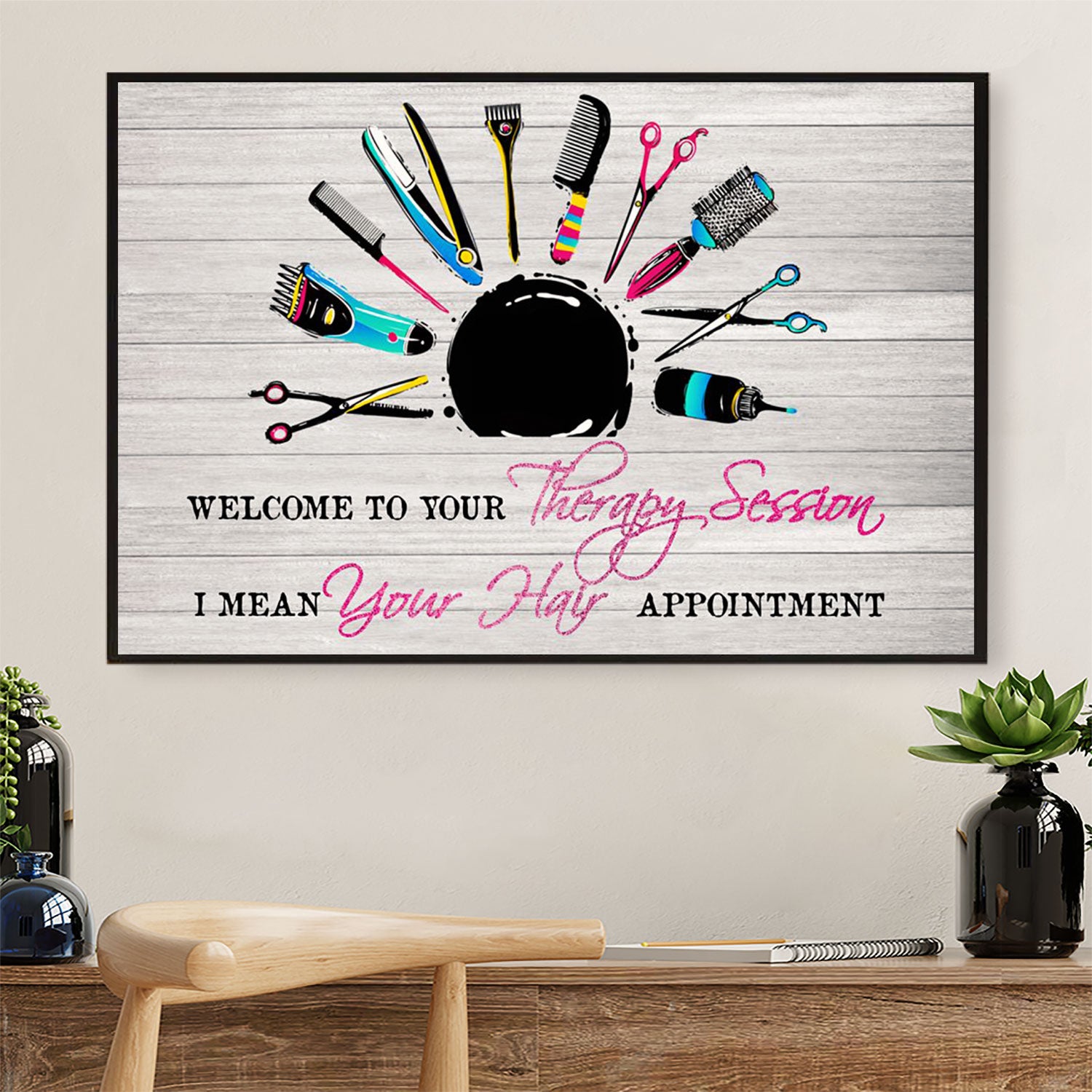 Hairdresser Poster Welcome To Your Therapy Session | Wall Art Gift for Hairstylists