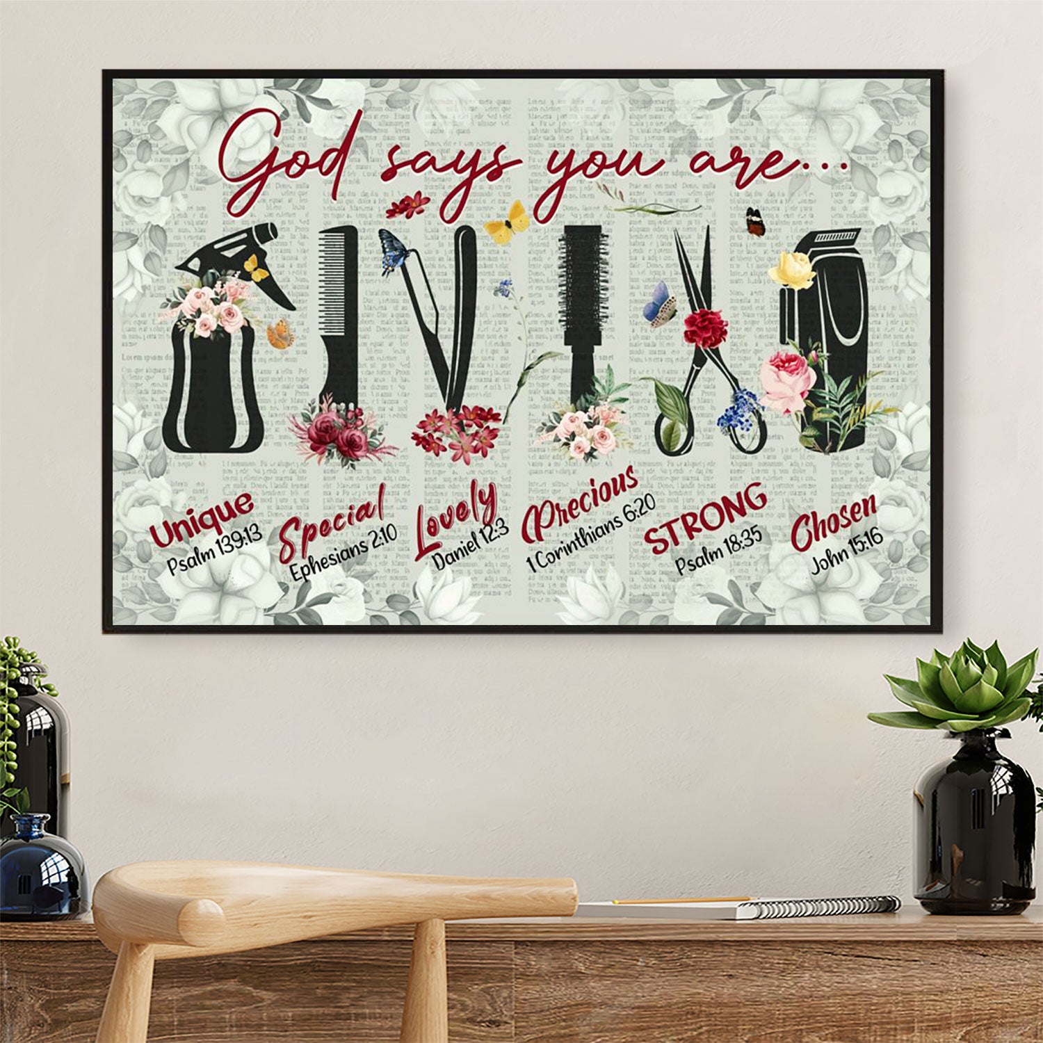 God Says You Are - Hairdresser Canvas Wall Art | Home Décor Gift for Hairstylists