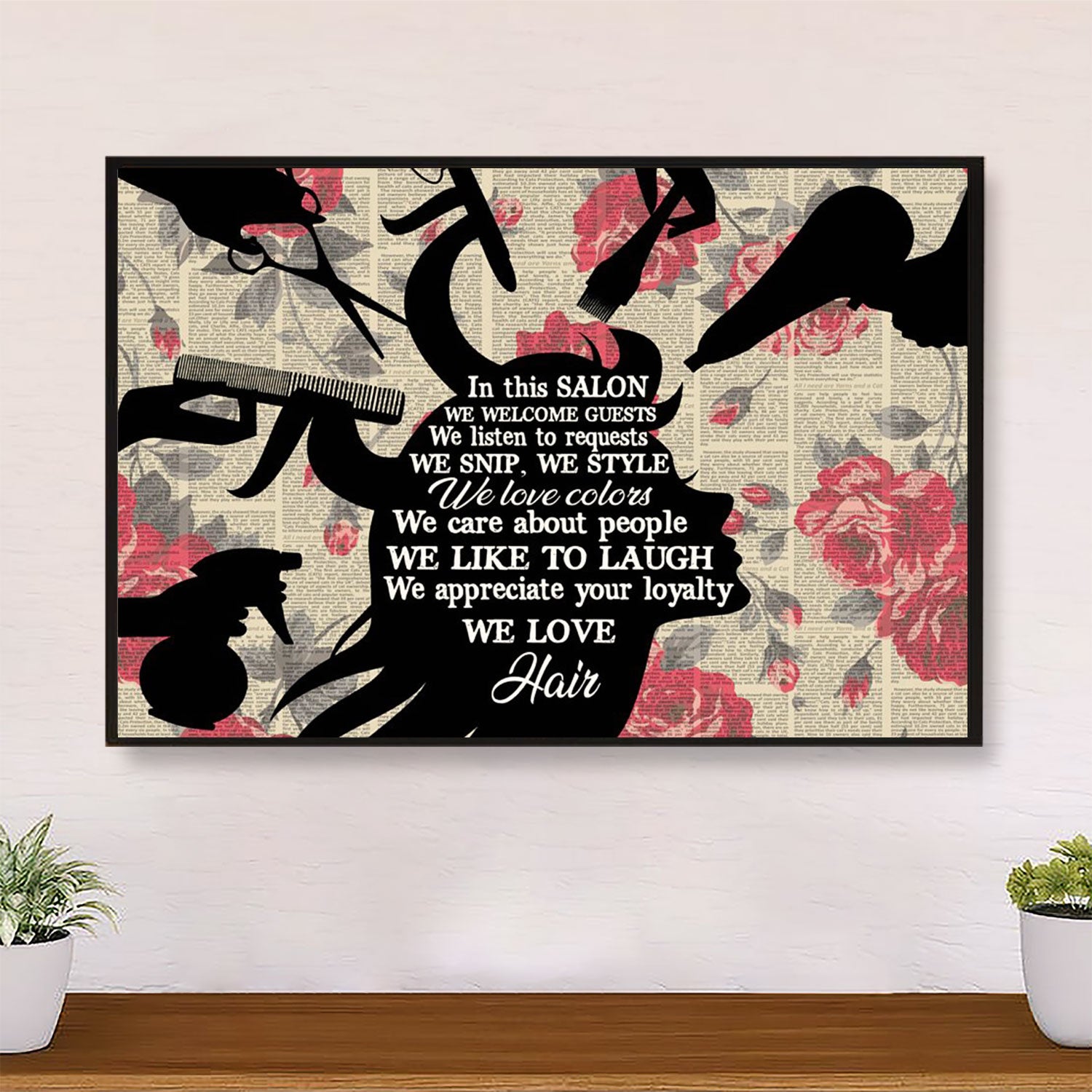 Hairdresser Poster In This Salon We Welcome Guests | Wall Art Gift for Hairstylists