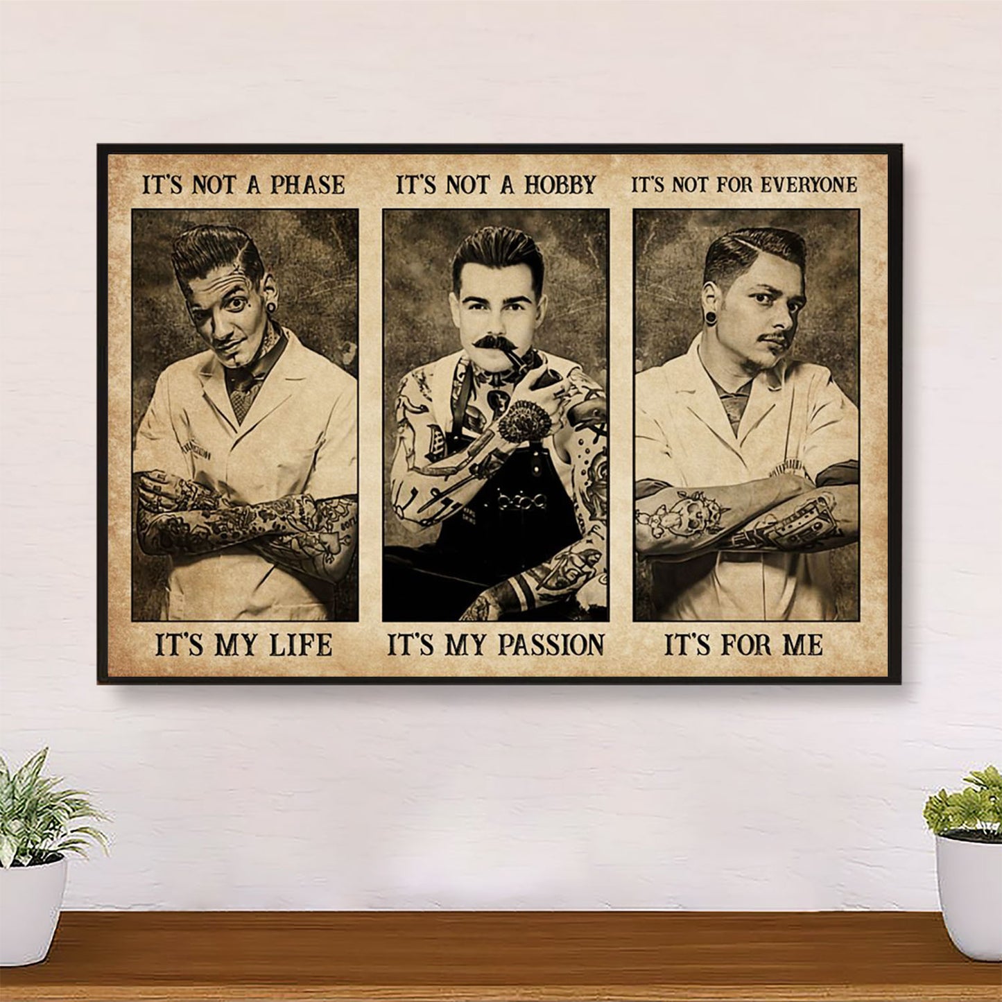 Hairdresser Poster Men - It's Not A Phase, It's My Life | Wall Art Gift for Hairstylists