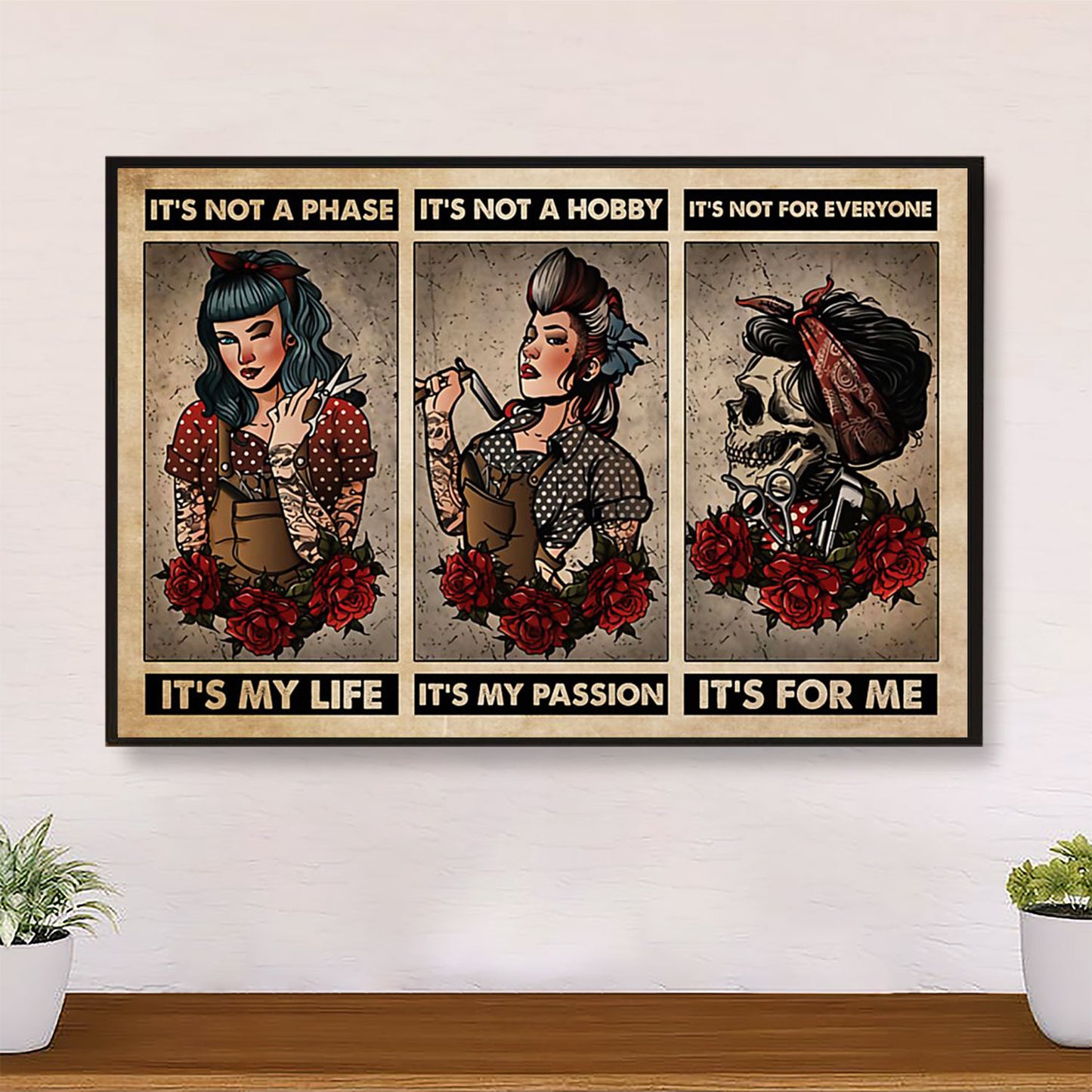 Hairdresser Poster Women - It's Not A Phase, It's My Life | Wall Art Gift for Hairstylists