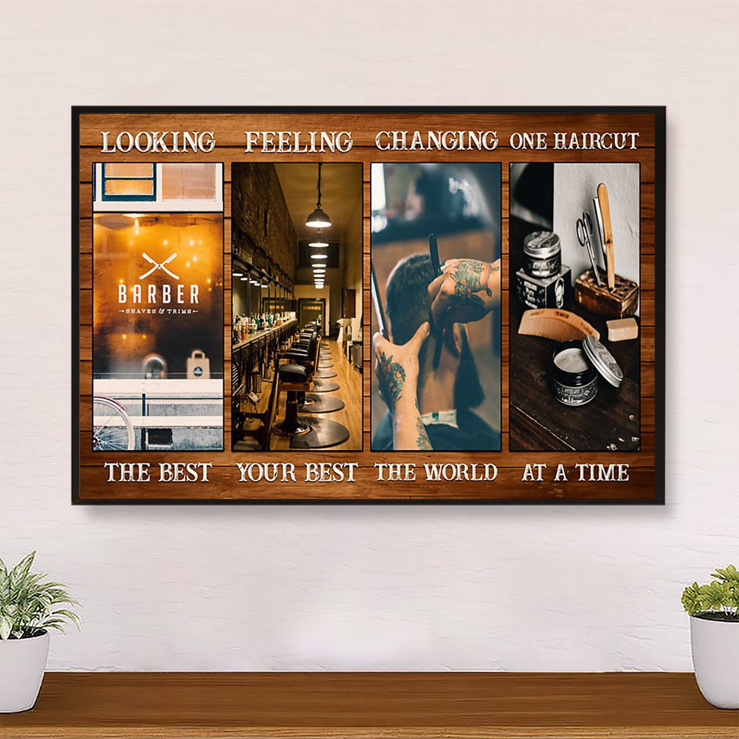 Looking The Best, Feeling Your Best - Hairdresser Canvas Wall Art | Home Décor Gift for Hairstylists