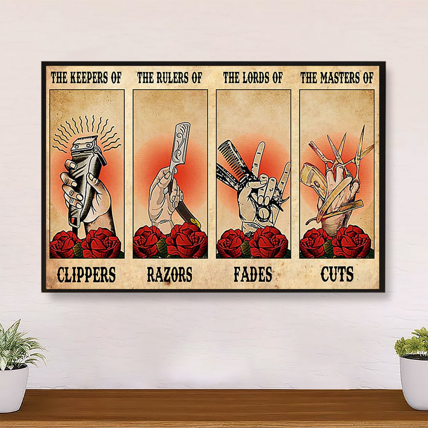 The Keepers Of Clippers, The Rulers Of Razors - Hairdresser Canvas Wall Art | Home Décor Gift for Hairstylists