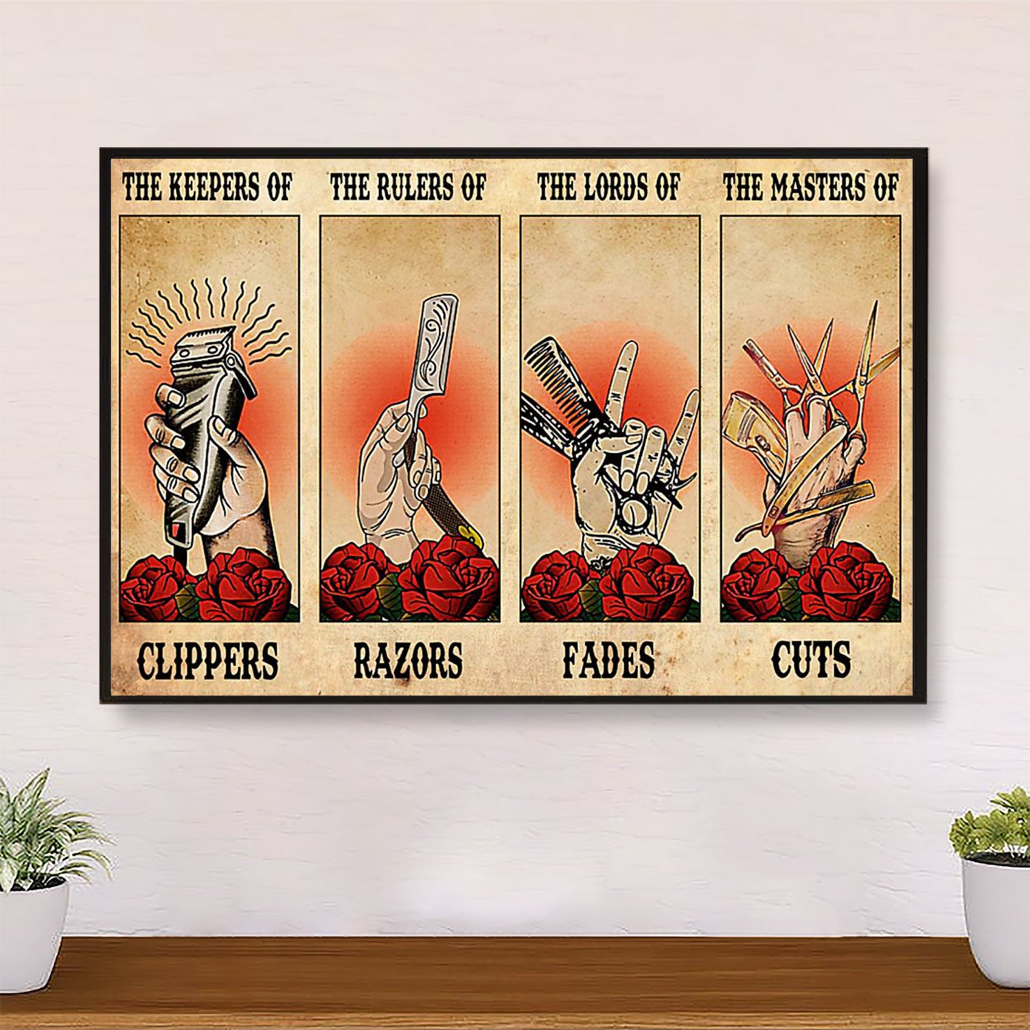 The Keepers Of Clippers, The Rulers Of Razors - Hairdresser Canvas Wall Art | Home Décor Gift for Hairstylists