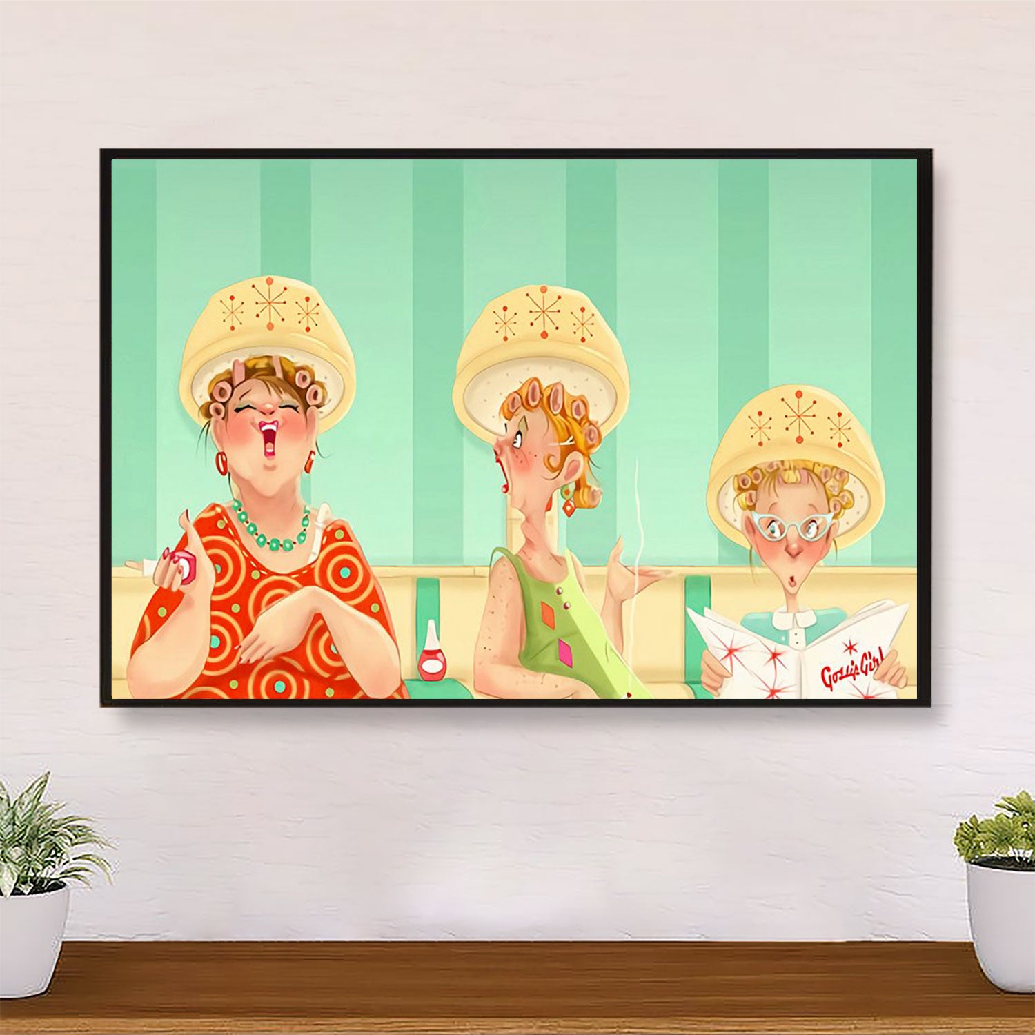 Funny Woman in Hair Salon - Hairdresser Canvas Wall Art | Home Décor Gift for Hairstylists