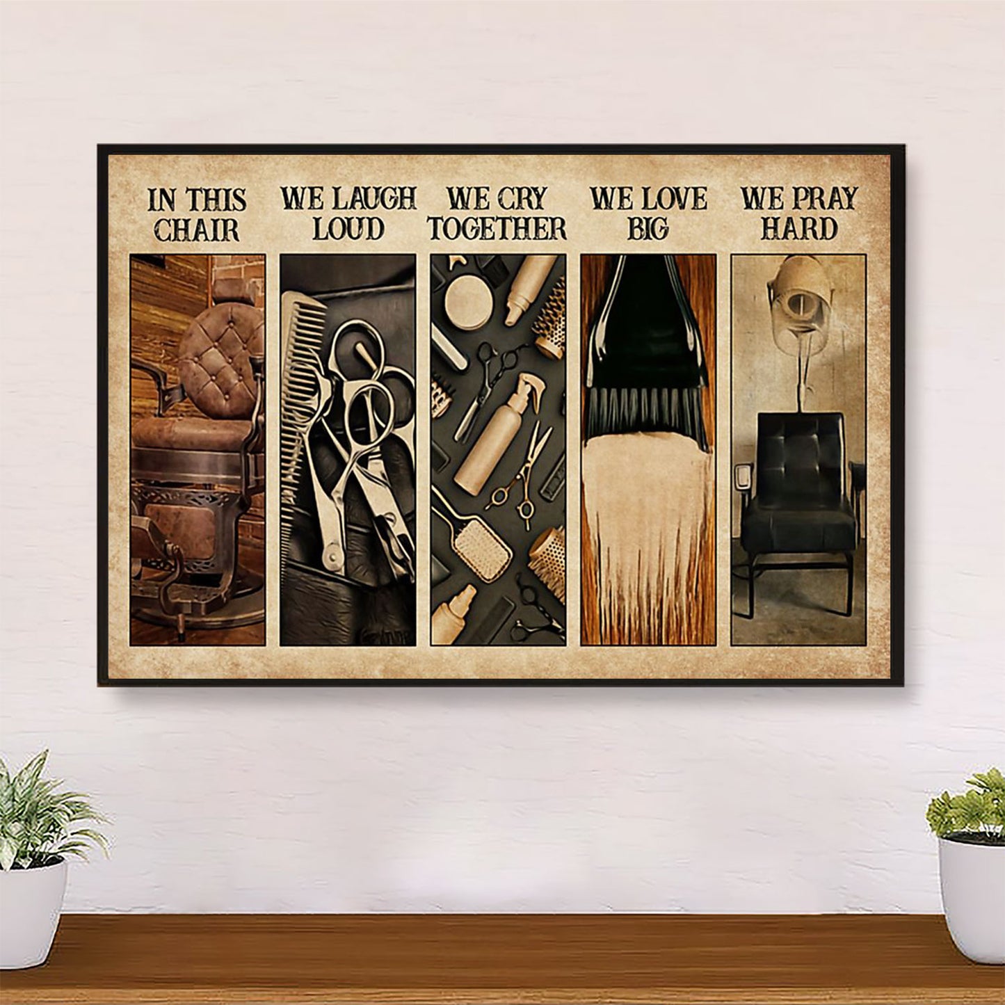 In This Chair, We Laugh Loud - Hairdresser Canvas Wall Art | Home Décor Gift for Hairstylists