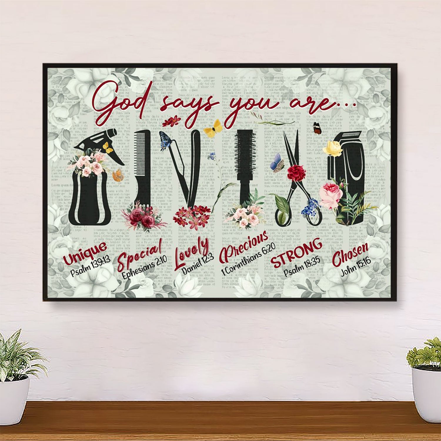 God Says You Are - Hairdresser Canvas Wall Art | Home Décor Gift for Hairstylists