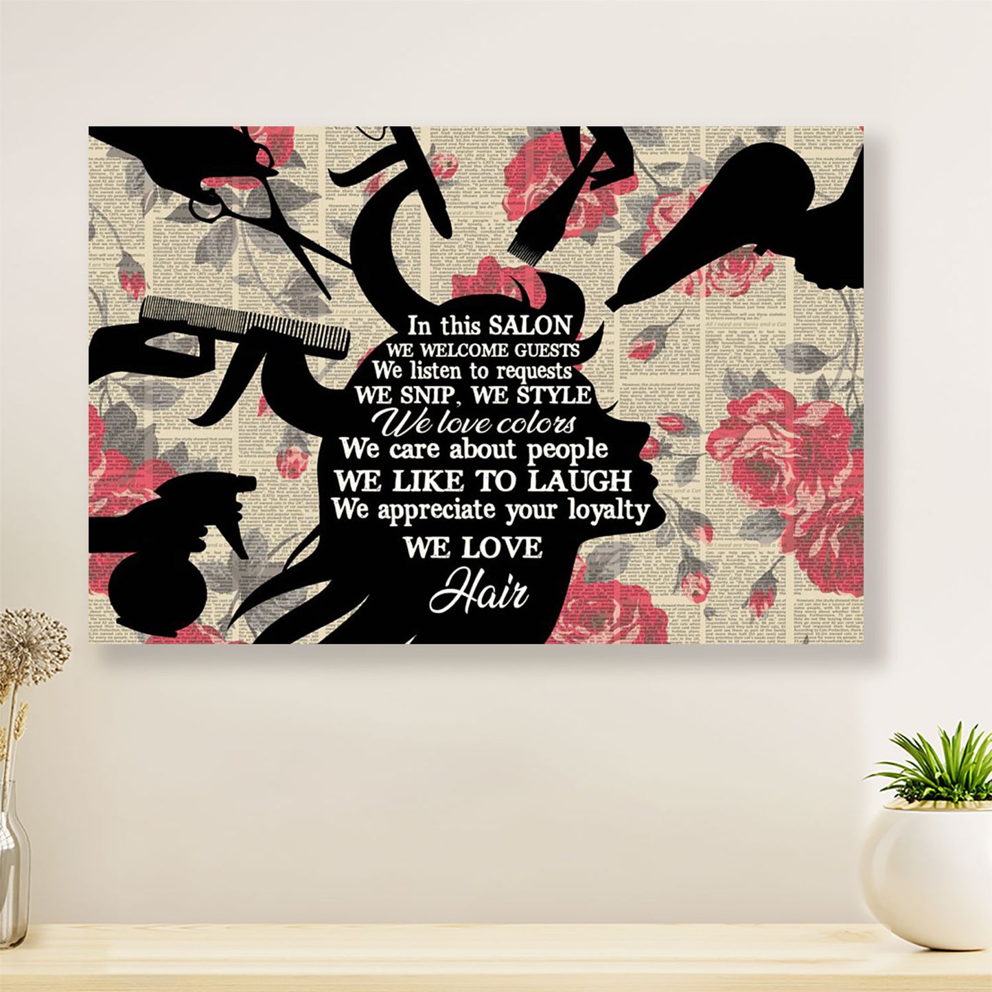 Hairdresser Poster In This Salon We Welcome Guests | Wall Art Gift for Hairstylists