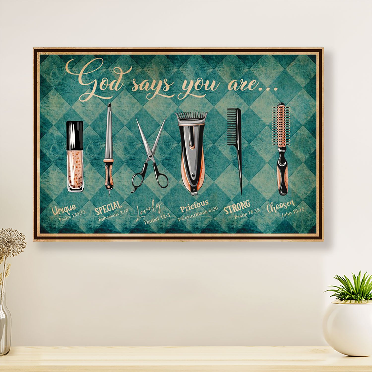 Hairdresser Poster God Says You Are | Wall Art Gift for Hairstylists
