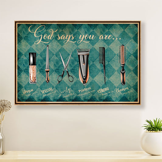 God Says You Are - Hairdresser Canvas Wall Art | Home Décor Gift for Hairstylists