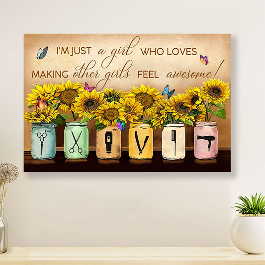 Just A Girl Who Loves Making Other Girls - Hairdresser Canvas Wall Art | Home Décor Gift for Hairstylists