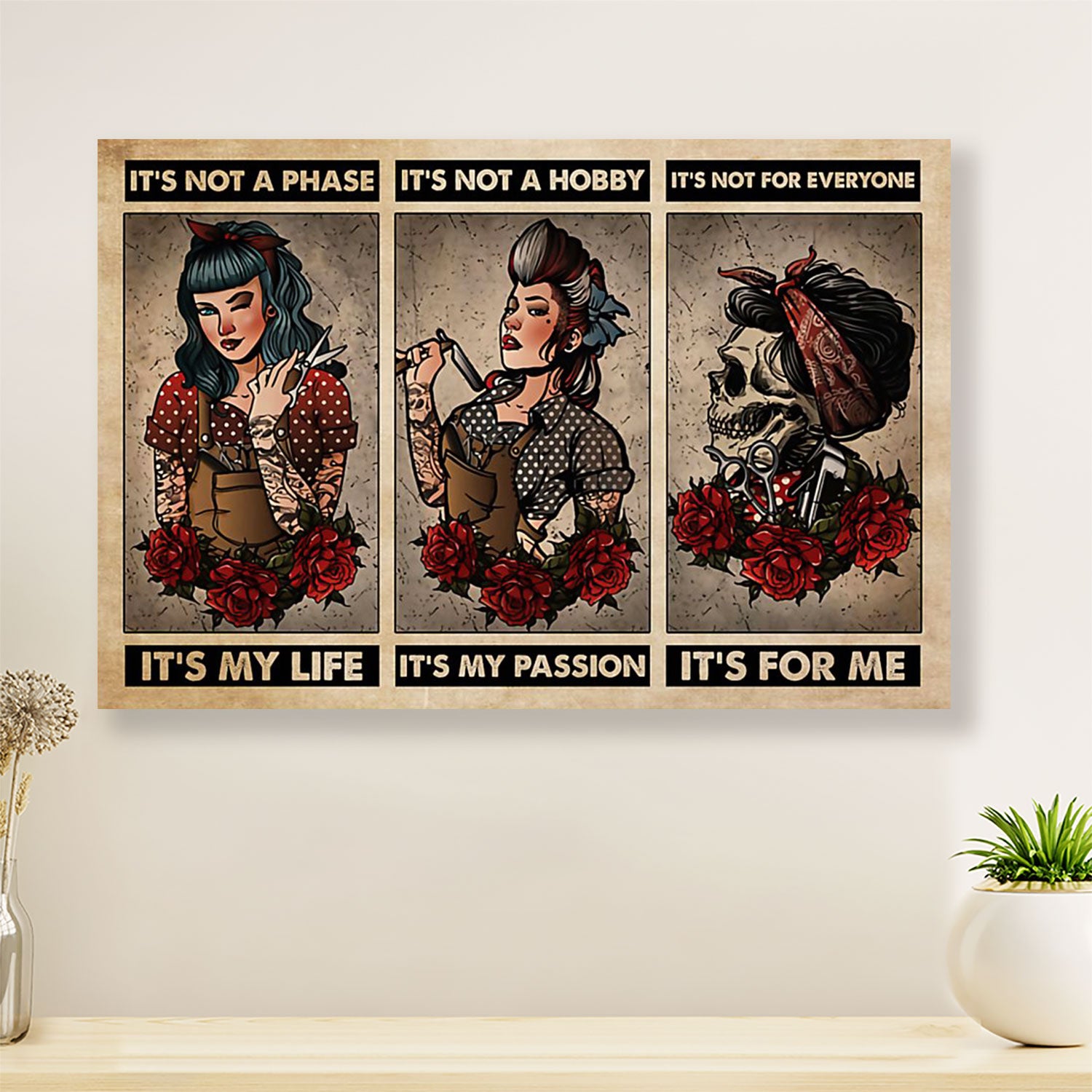Hairdresser Poster Women - It's Not A Phase, It's My Life | Wall Art Gift for Hairstylists