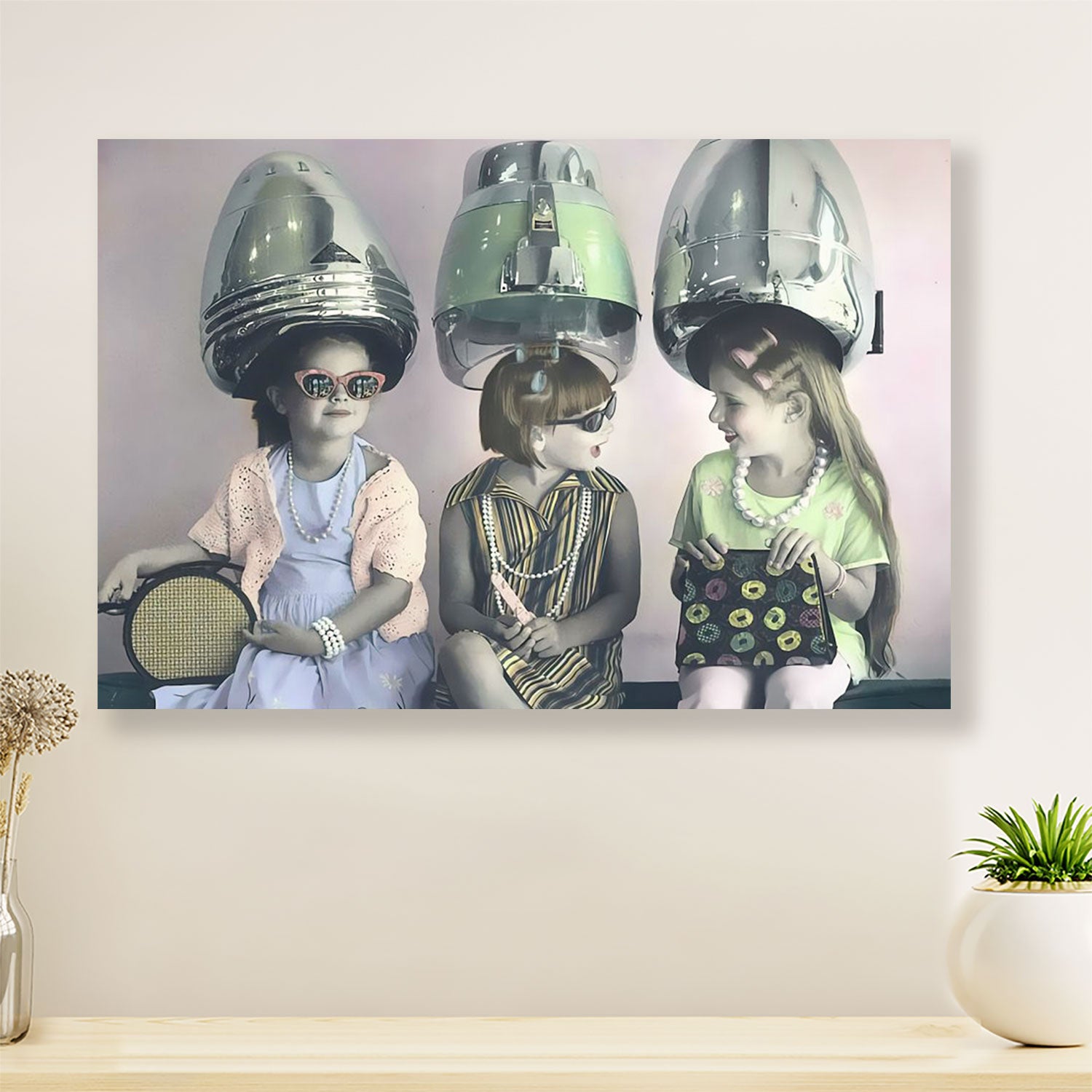 Kids Go To Hair Salon - Hairdresser Canvas Wall Art | Home Décor Gift for Hairstylists
