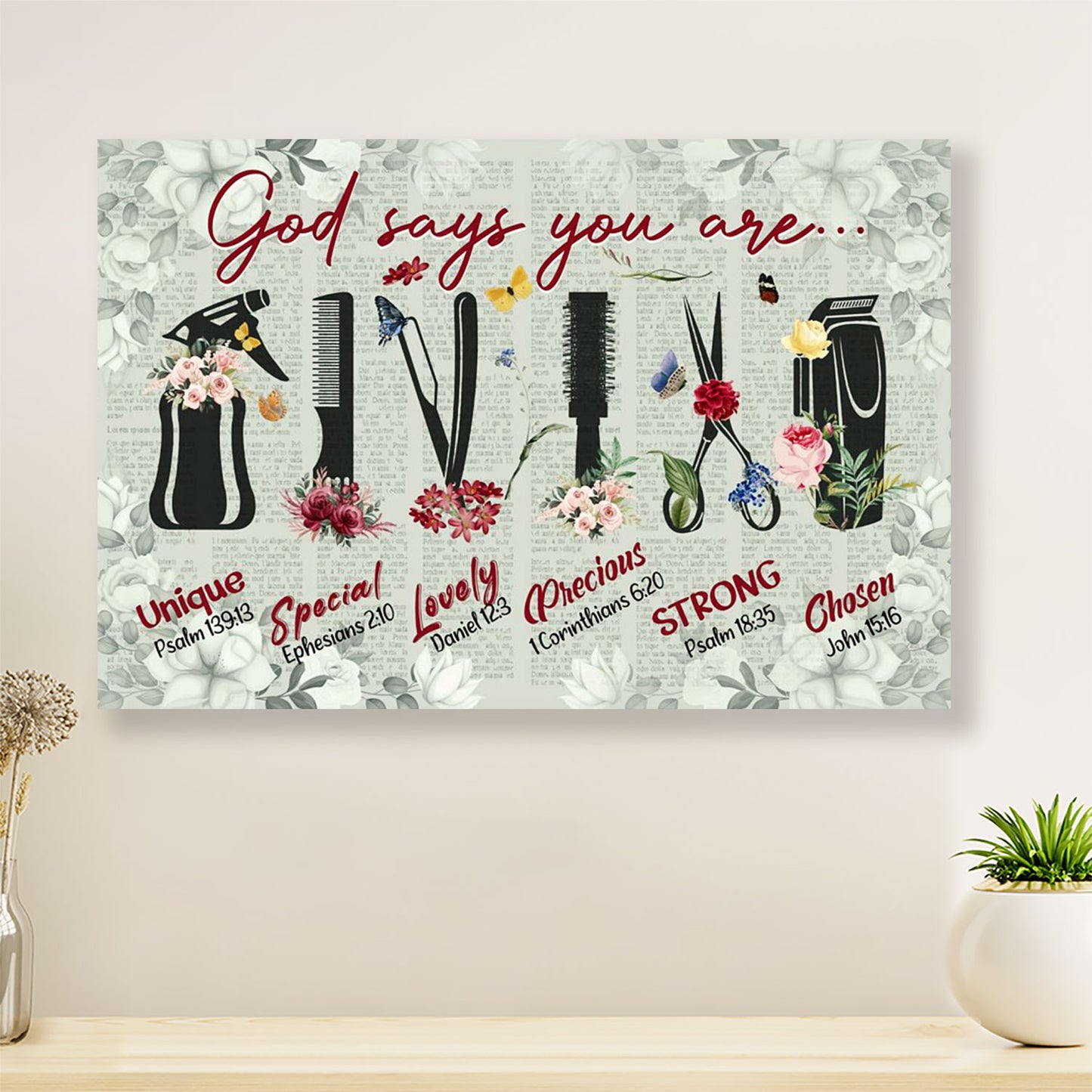 God Says You Are - Hairdresser Canvas Wall Art | Home Décor Gift for Hairstylists