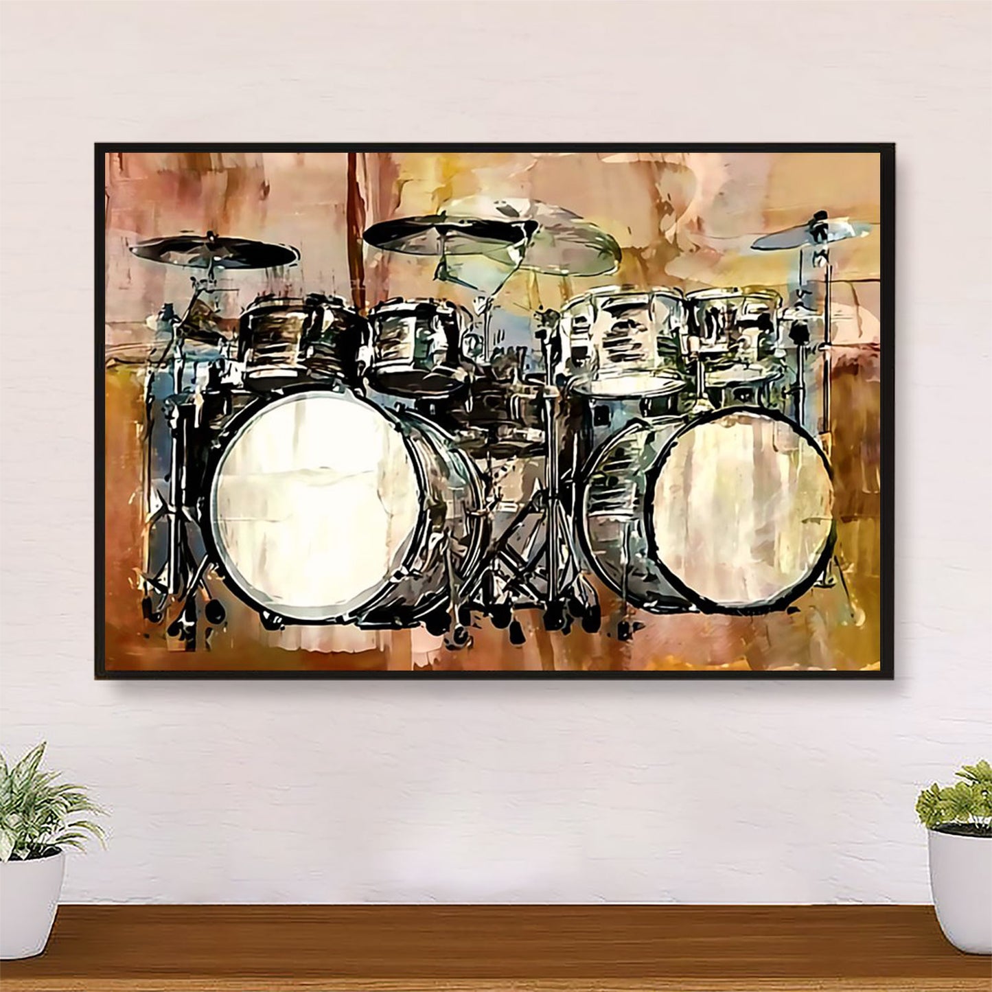 Drumming Canvas Drum Art Painting | Wall Art Home Décor Gift for Drummer