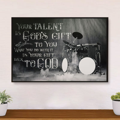 Drumming Canvas Your Talent Is God's Gift To You | Wall Art Home Décor Gift for Drummer