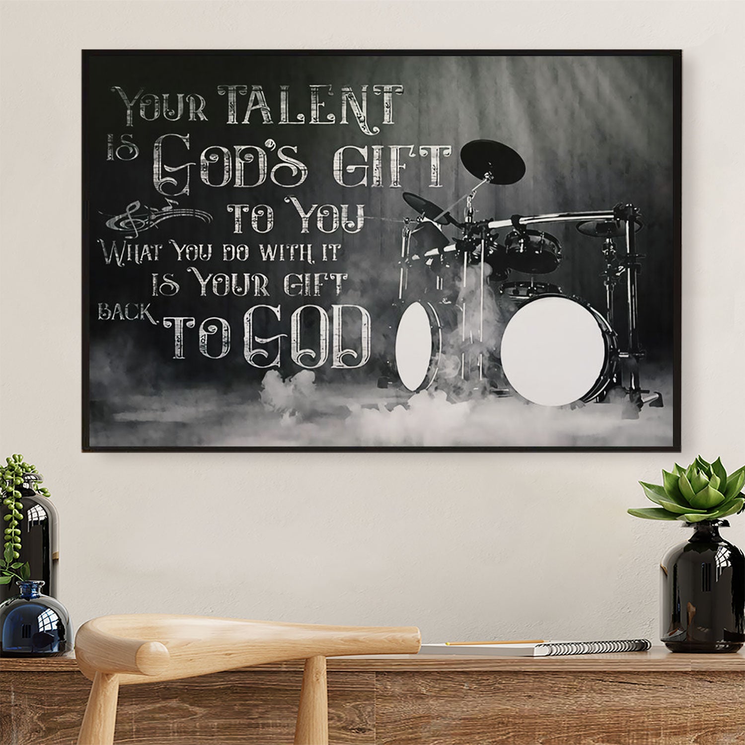 Drumming Canvas Your Talent Is God's Gift To You | Wall Art Home Décor Gift for Drummer