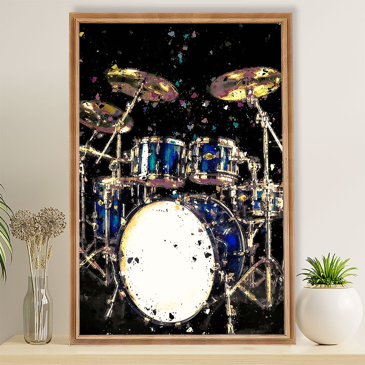 Drumming Canvas Drum Art Painting | Wall Art Gift for Drummers