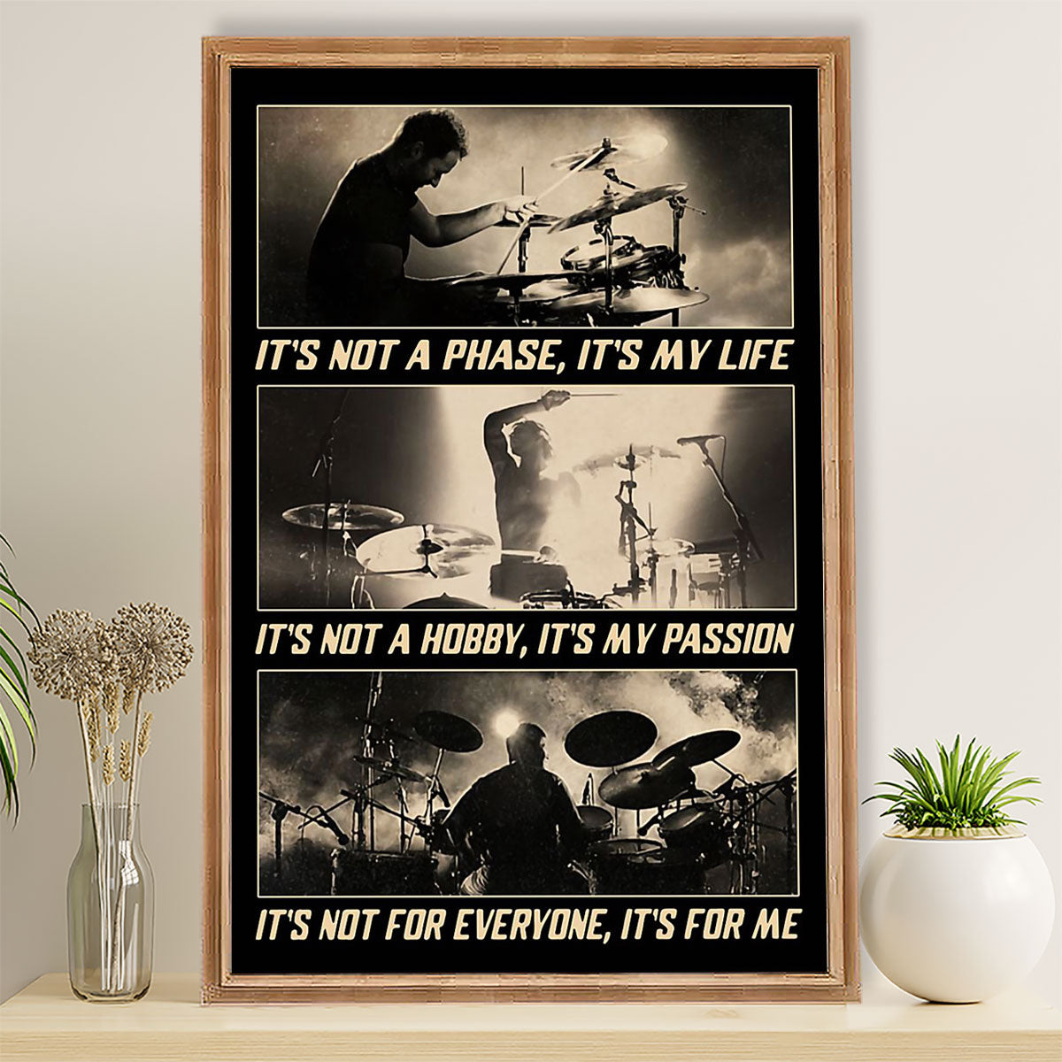 Drumming Canvas It's Not A Phase, It's My Life | Wall Art Gift for Drummers