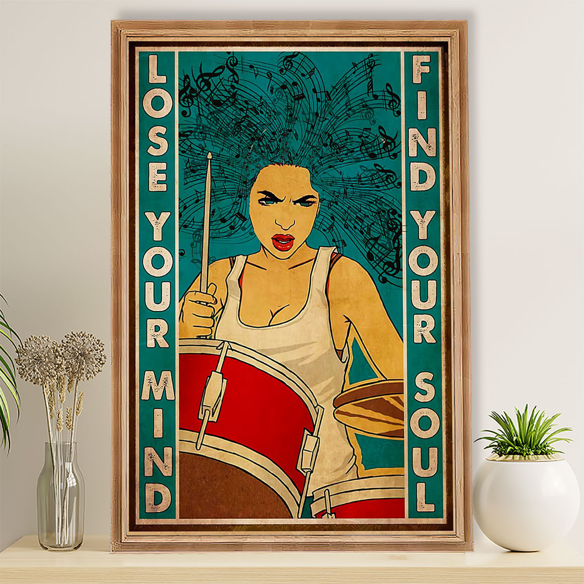 Drumming Canvas Lose Your Mind, Find Your Soul | Wall Art Gift for Drummers