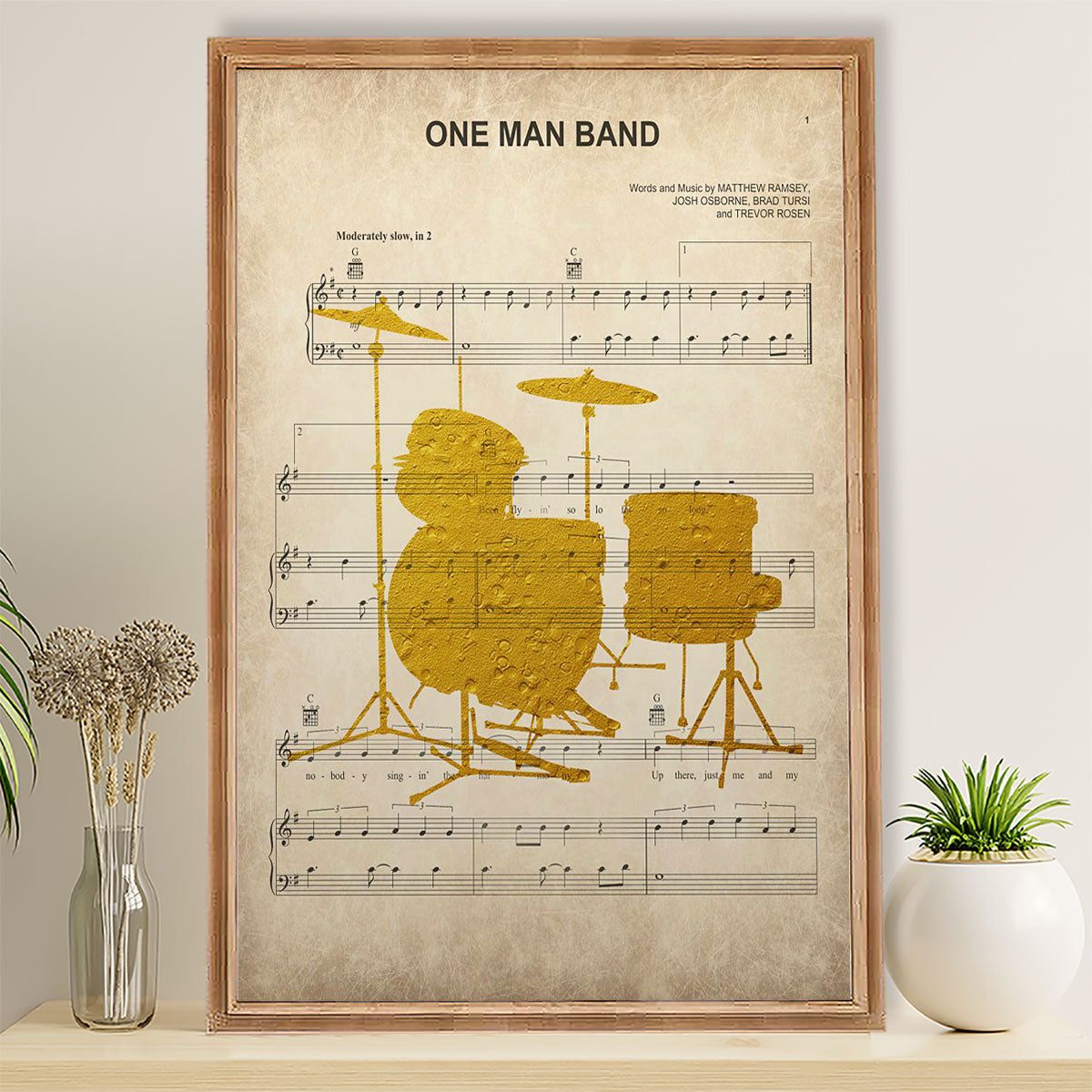 Drumming Canvas One Man Band Song Lyrics | Wall Art Gift for Drummers