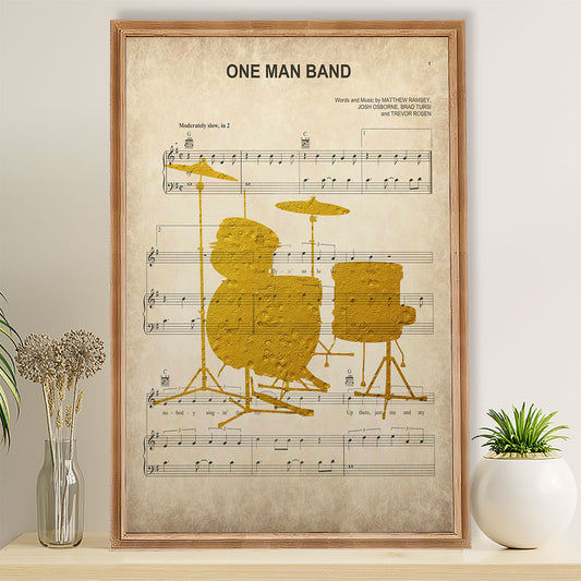 Drumming Poster One Man Band Song Lyrics | Wall Art Gift for Drummers
