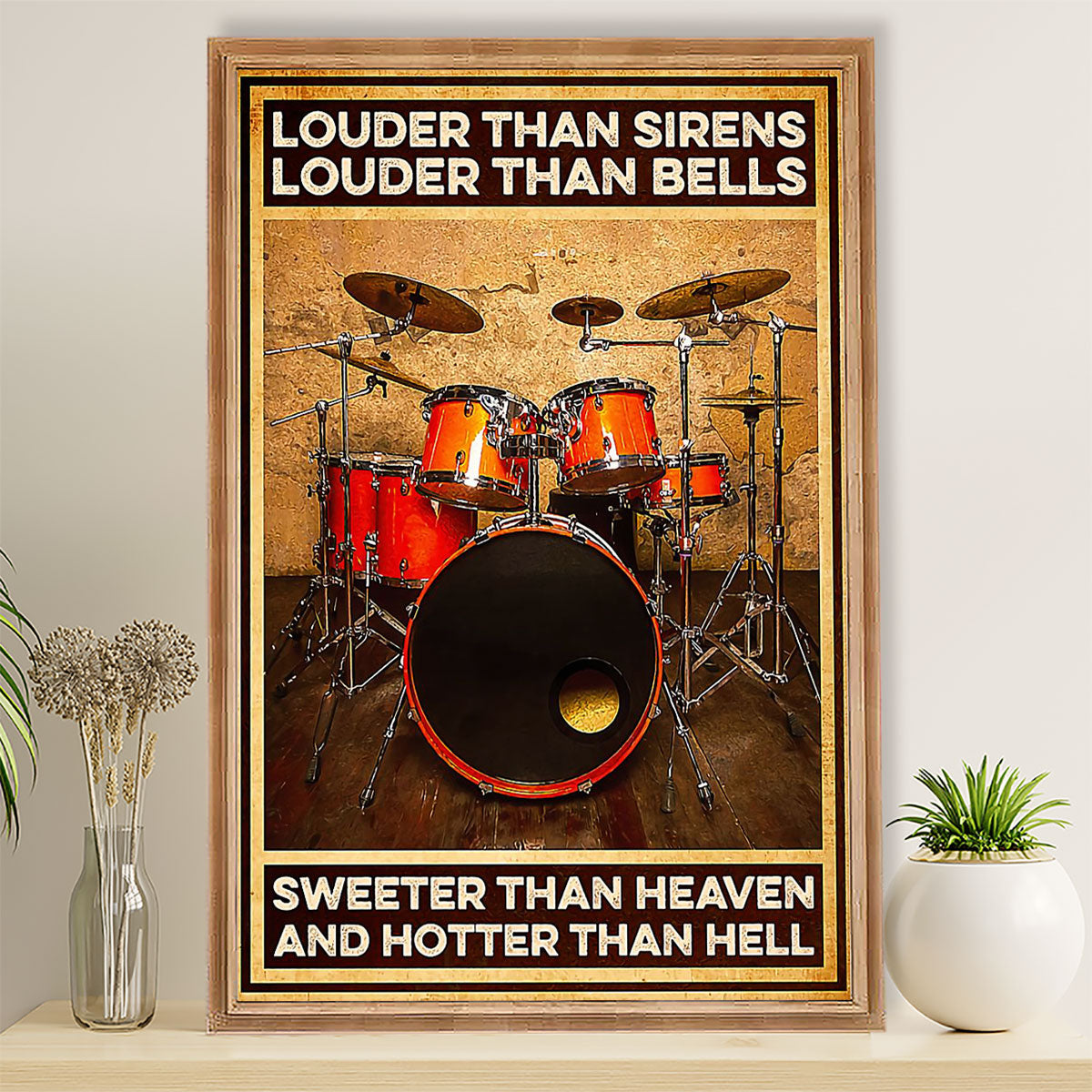 Drumming Canvas Louder Than Sirens, Louder Than Bells | Wall Art Gift for Drummers