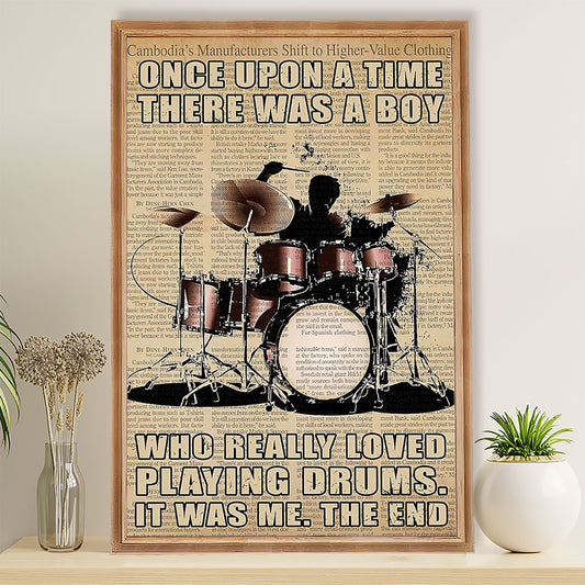 Drumming Poster There Was A Boy Who Really Loved Playing Drums | Wall Art Gift for Drummers
