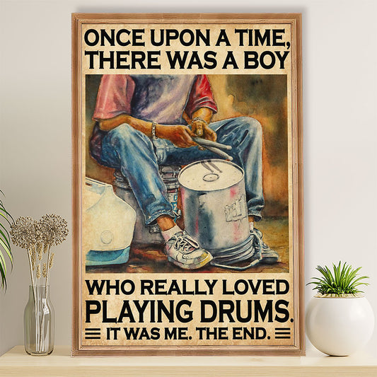 Drumming Poster There Was A Boy Who Really Loved Playing Drums | Wall Art Gift for Drummers