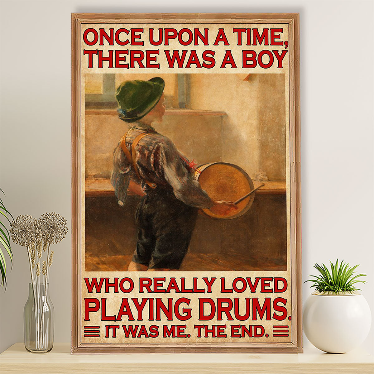 Drumming Canvas There Was A Boy Who Really Loved Playing Drums | Wall Art Gift for Drummers