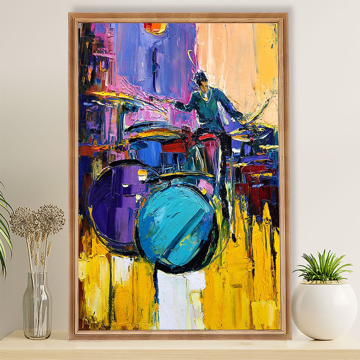 Drumming Canvas Drummer Art Painting | Wall Art Gift for Drummers