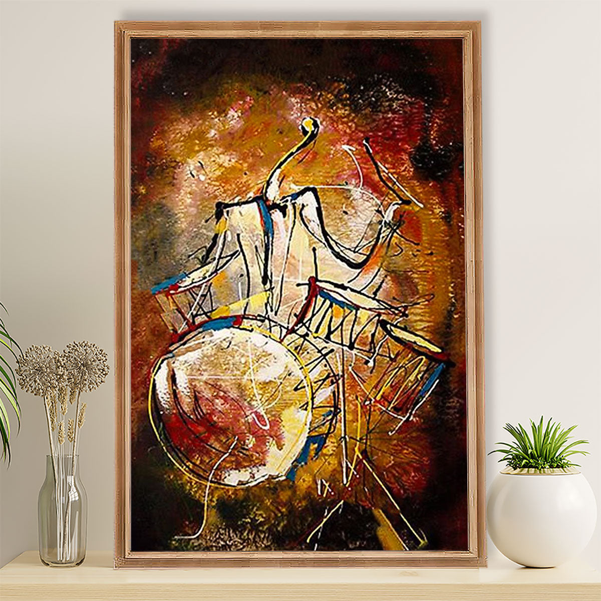 Drumming Canvas Drummer Art Painting | Wall Art Gift for Drummers
