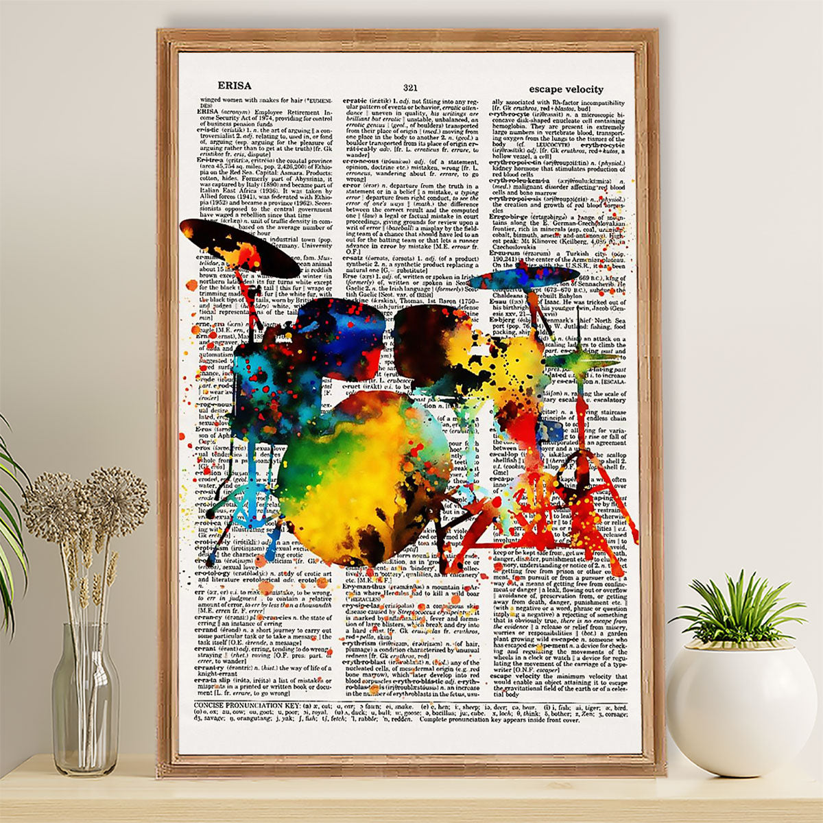 Drumming Canvas Drum Set Art Painting | Wall Art Gift for Drummers