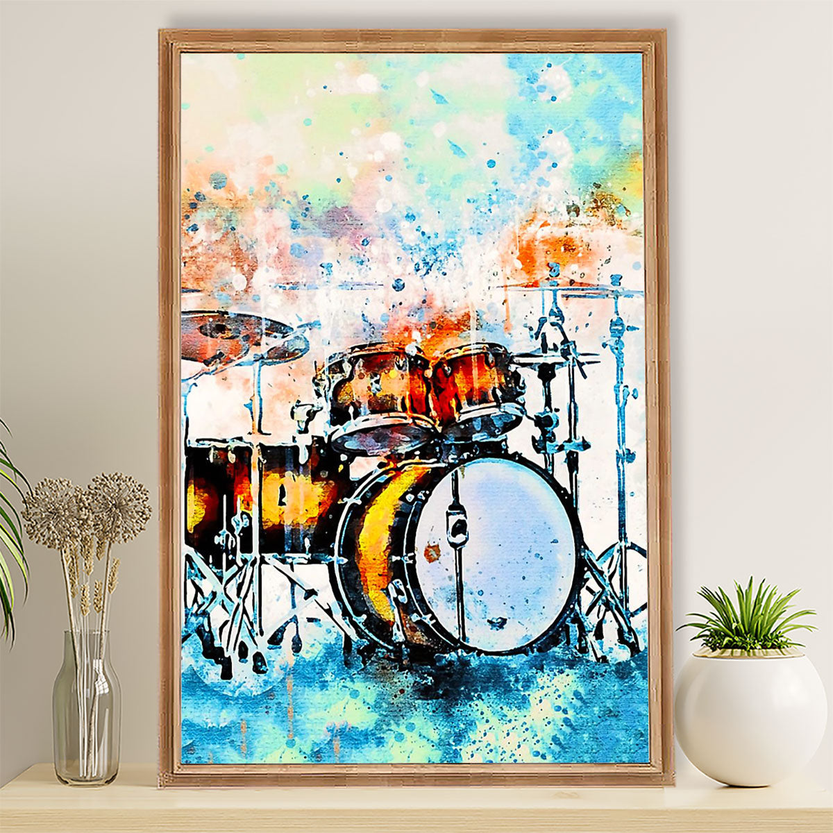 Drumming Canvas Drum Set Art Painting | Wall Art Gift for Drummers