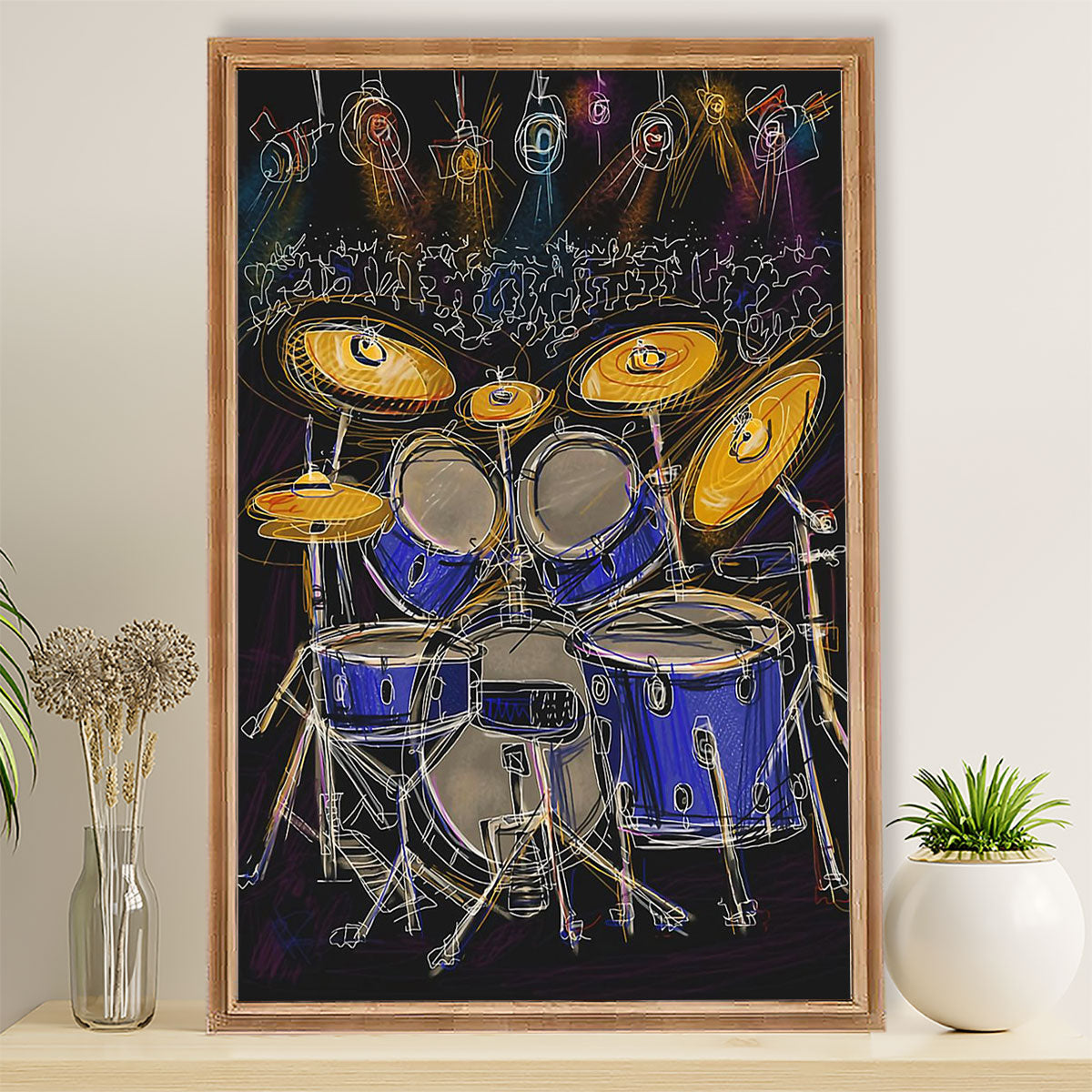 Drumming Canvas Drum Set Art Painting | Wall Art Gift for Drummers