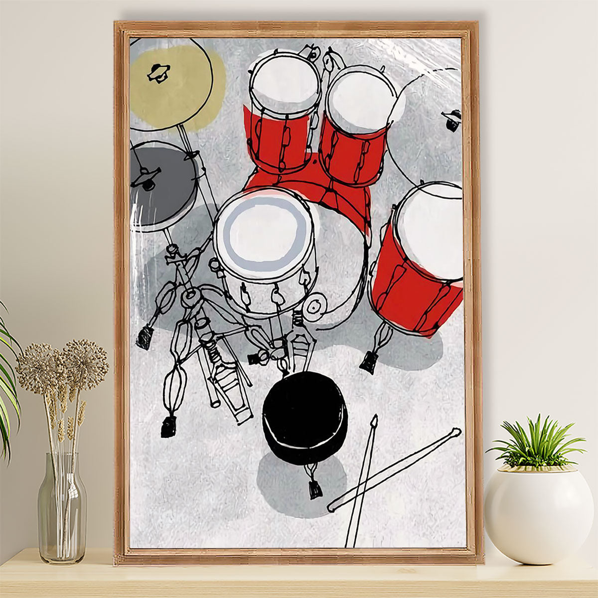 Drumming Canvas Drum Set Art Painting | Wall Art Gift for Drummers