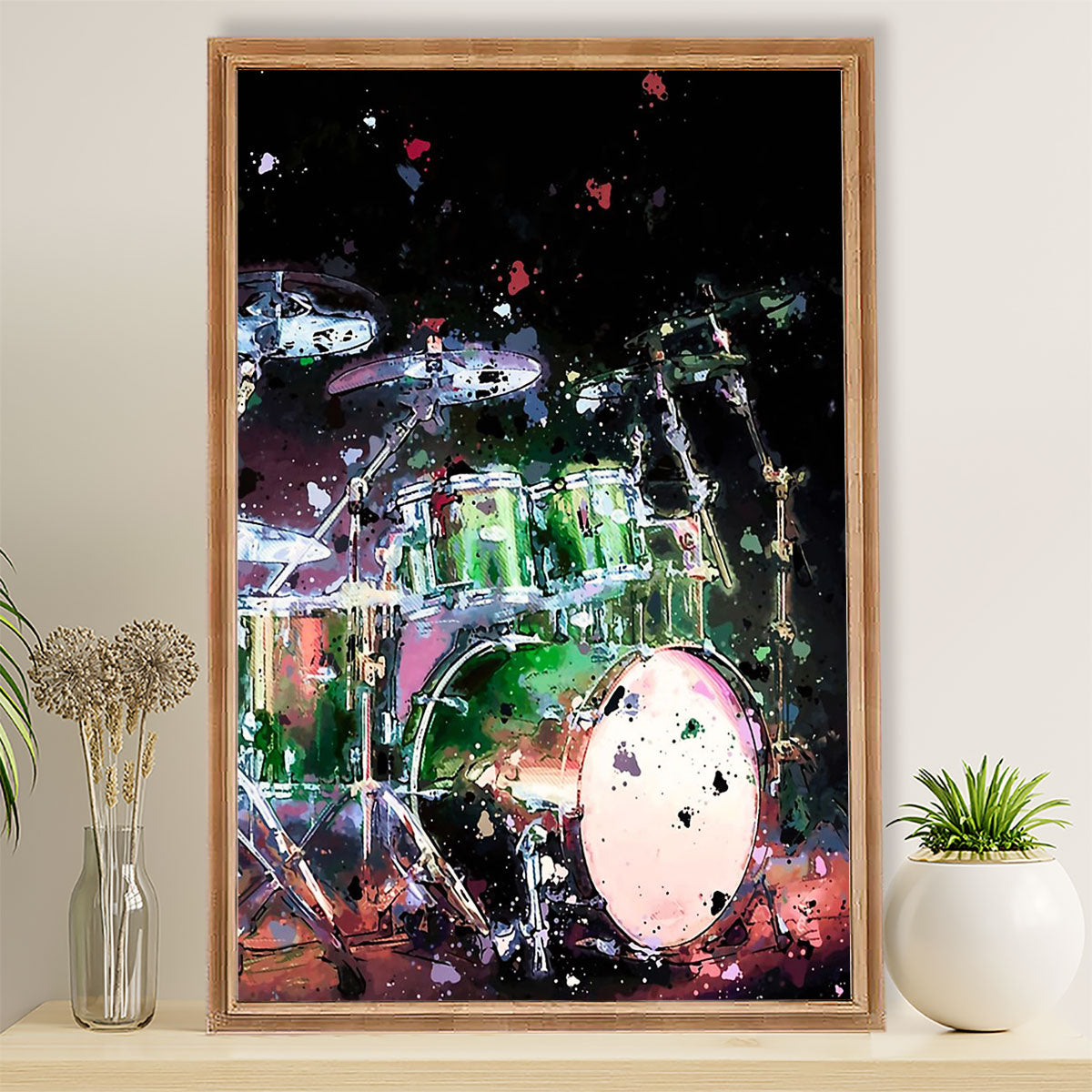 Drumming Canvas Drum Art Painting | Wall Art Gift for Drummers