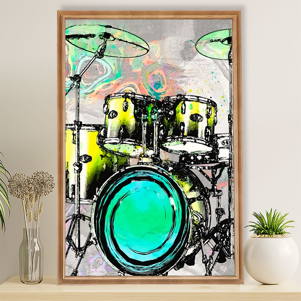 Drumming Canvas Drum Set Art Painting | Wall Art Gift for Drummers