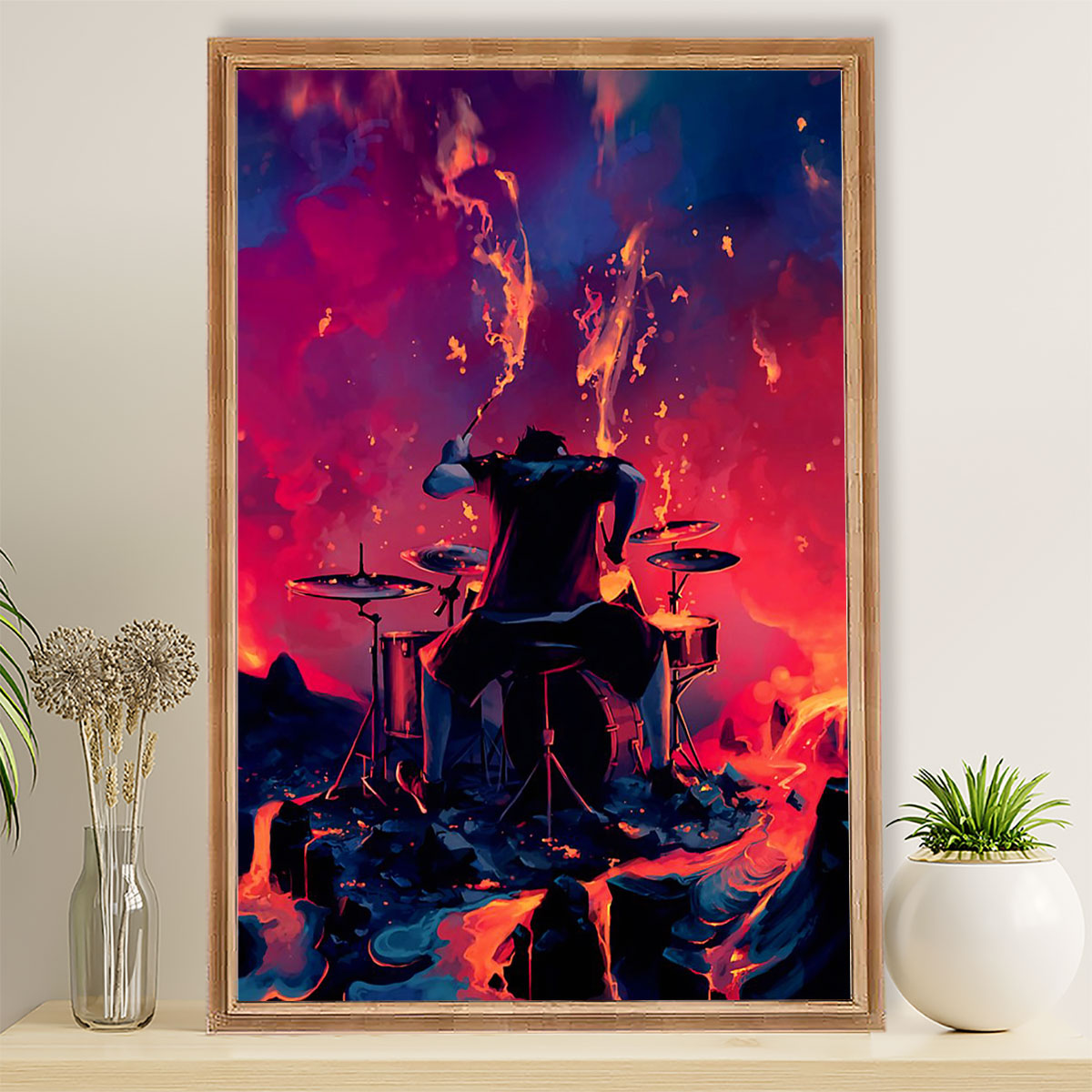 Drumming Canvas Drummer Art Painting | Wall Art Gift for Drummers