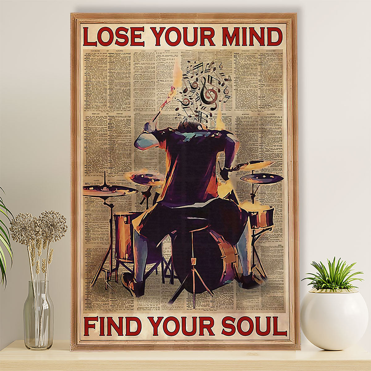 Drumming Poster Lose Your Mind, Find Your Soul | Wall Art Gift for Drummers